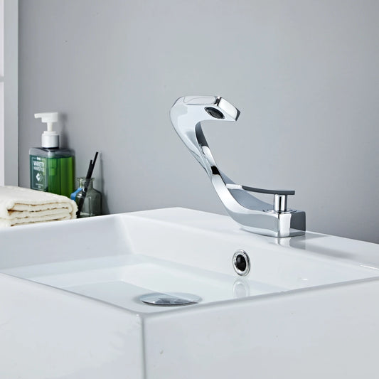 Basin Faucet Brass Hot and Cold Wash Basin Faucet White with Gold Bathroom Basin Modern Minimalist Creative Faucet PP-12085